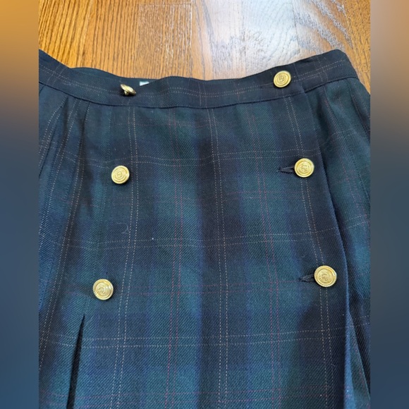 Liz Claiborne Collection Vintage Blue Green Tartan Long Wool Wrap Skirt Size 6 - Picture 4 of 10